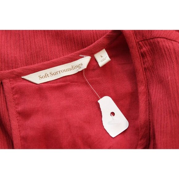 NWT Soft Surroundings Hera Dress Large Lined Cardinal 3/4 Sleeve Pockets Boho - Picture 10 of 12